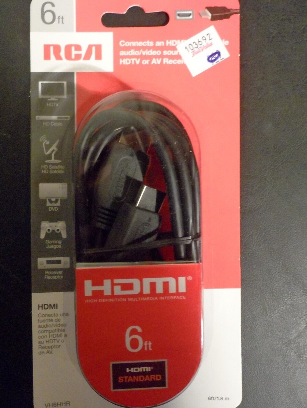 RCA HDMI 6 Foot Cable For Computers, Laptops, TV's